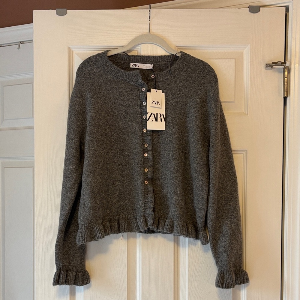 Zara Charcoal Button-Up Cardigan